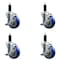 Service Caster 4'' SS Blue Poly Swivel 1-1/8'' Expanding Stem Caster Set with Brake, 4PK SCC-SSEX20S414-PPUB-BLUE-TLB-118-4 - alternate 1